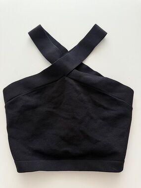 Aritzia Babton Black Cross-Back Crop Tank